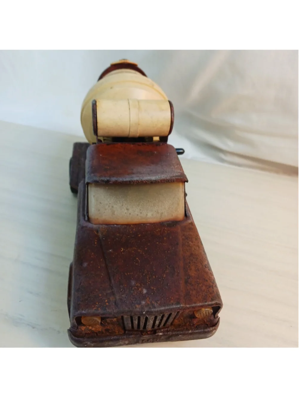 VTG Tonka Jeep Cement Mixer Truck Red Pressed Steel 1960’s Patina Farmhouse